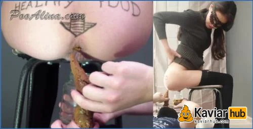 PooAlina drückt süßen Haufen mit Furz direkt ins Maul - Kaviar Scat Video auf KaviarHub